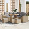 vidaXL Conjunto de sof&aacute; de jard&iacute;n con coj&iacute;n 8 pcs Beige y Gris Claro