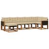 vidaXL Conjunto de sof&aacute;s de exterior con coj&iacute;n 7 pcs Natural y Beige