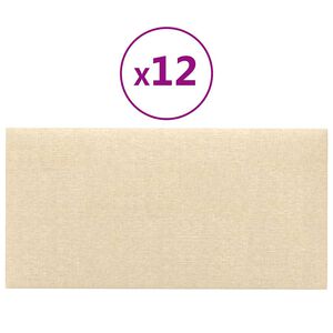 vidaXL Paneles de pared 12 uds tela color crema 30x15 cm 0,54 m²