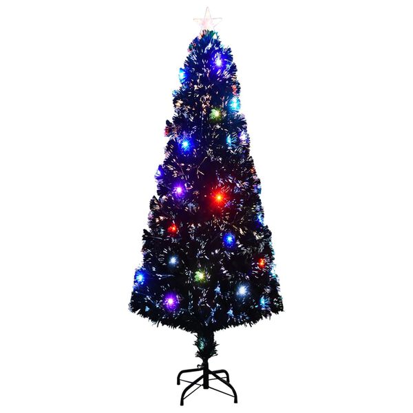 vidaXL &Aacute;rbol de Navidad preiluminado con soporte y LED fibra &oacute;ptica 240 cm