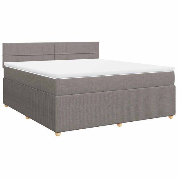 vidaXL Cama box spring con colch&oacute;n tela gris taupe 180x200 cm