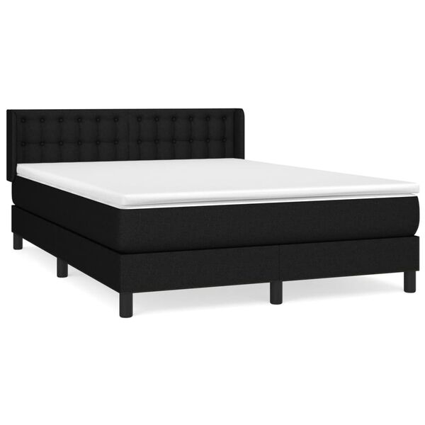 vidaXL Cama box spring con colch&oacute;n tela negro 140x200 cm