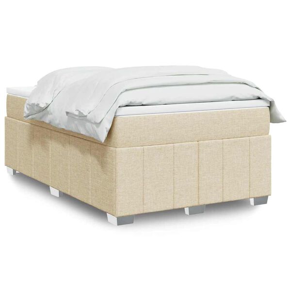 vidaXL Cama box spring con colch&oacute;n tela color crema 120x200 cm