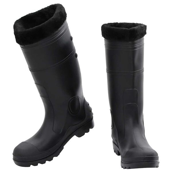 vidaXL Botas de agua con calcetines extra&iacute;bles negro n&uacute;mero 41 PVC