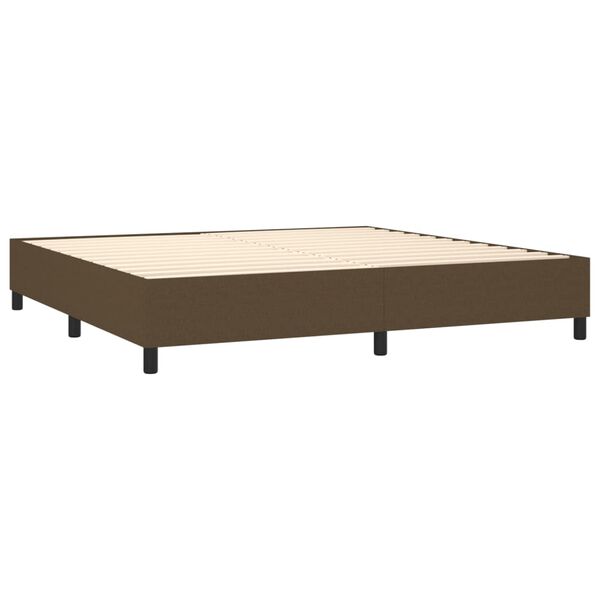 vidaXL Cama box spring con colch&oacute;n tela marr&oacute;n oscuro 200x200 cm