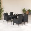 vidaXL Set de muebles jard&iacute;n 5 pzas con cojines rat&aacute;n sint&eacute;tico negro