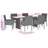 vidaXL Set comedor jard&iacute;n 7 pzas y cojines rat&aacute;n sint&eacute;tico gris