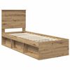 vidaXL Estructura de cama con cabecera Roble Artesanal 75 x 190 cm