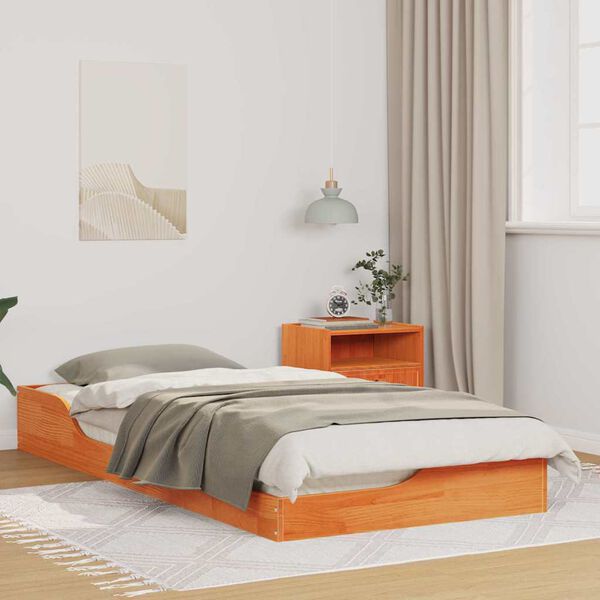 vidaXL Estructura de cama Marr&oacute;n cera 80 x 200 cm