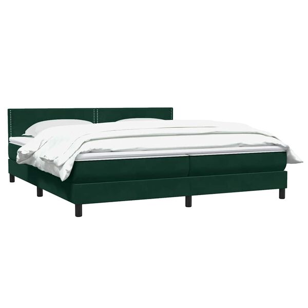 vidaXL Cama box spring con colch&oacute;n terciopelo verde oscuro 200x210 cm