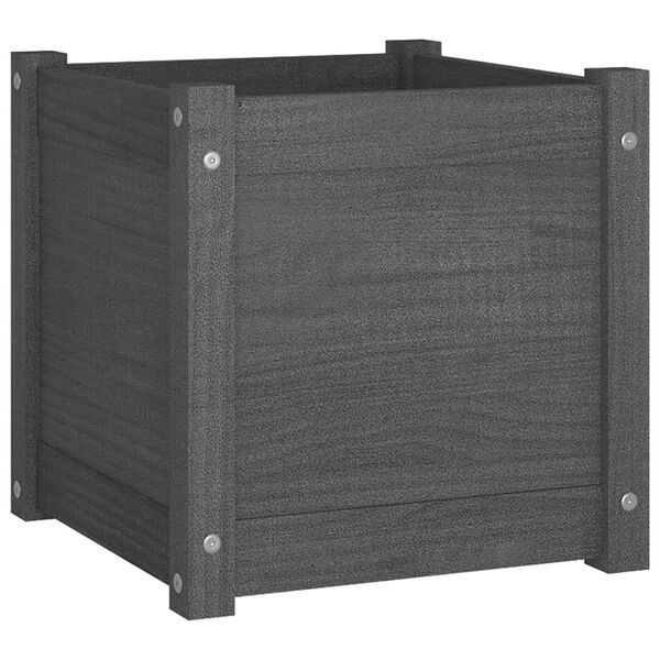 vidaXL Jardinera de madera maciza de pino gris 40x40x40 cm