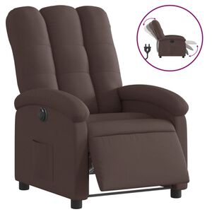 vidaXL Sill&oacute;n reclinable el&eacute;ctrico tela marr&oacute;n oscuro
