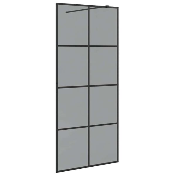 vidaXL Pared de Ducha Walk-in Negro 90 x 195 cm vidrio templado