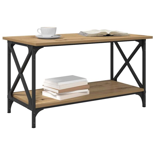 vidaXL Mesa de Café Roble artisan 80 x 45 x 45.5 cm