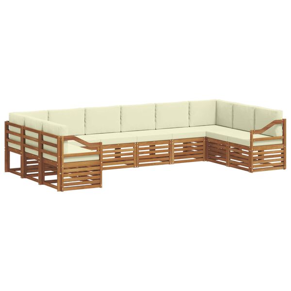vidaXL Juegos de sof&aacute;s 10 pcs Natural y Crema Madera de Acacia S&oacute;lida