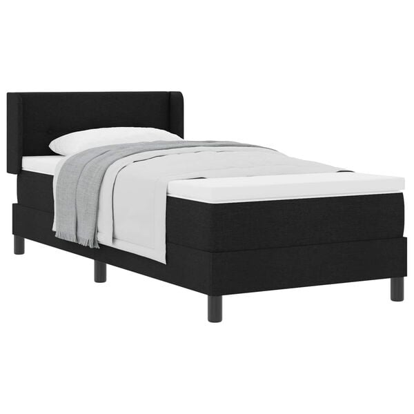 vidaXL Cama tipo Box Spring con colch&oacute;n Negro 200 x 90 cm Poli&eacute;ster