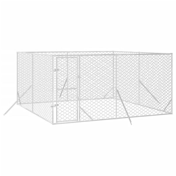 vidaXL Perrera de exterior acero galvanizado plateado 4x4x2 m