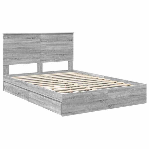 vidaXL Cama con almacenamiento con cabecera Gris Sonoma 140 x 200 cm