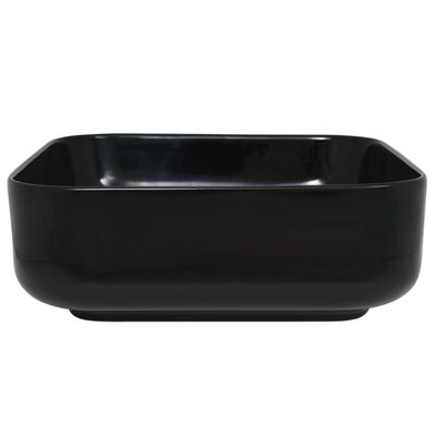 vidaXL Lavabo cuadrado de cerámica negro 38x38x13,5 cm