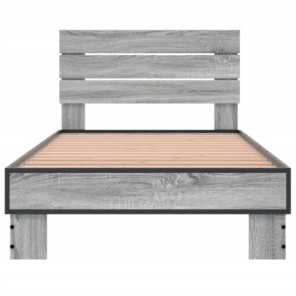 vidaXL Estructura cama madera ingenier&iacute;a metal gris Sonoma 90x190 cm