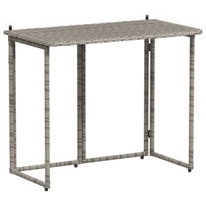 vidaXL Mesa de jard&iacute;n plegable gris 90x51x75 cm rat&aacute;n sint&eacute;tico