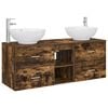 vidaXL Juego de muebles de ba&ntilde;o 3 uds. Roble Ahumado