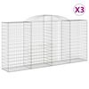 vidaXL Cestas de gaviones 3 uds forma de arco hierro 300x50x140/160 cm