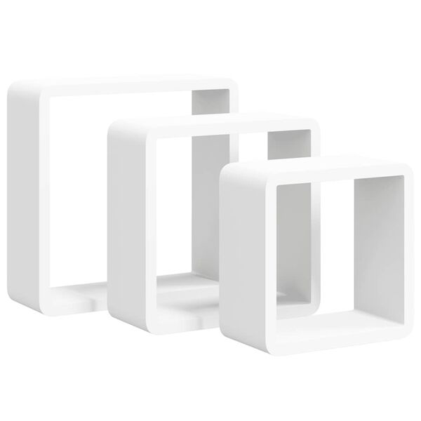 vidaXL Estantes cubo de pared 3 unidades MDF blanco