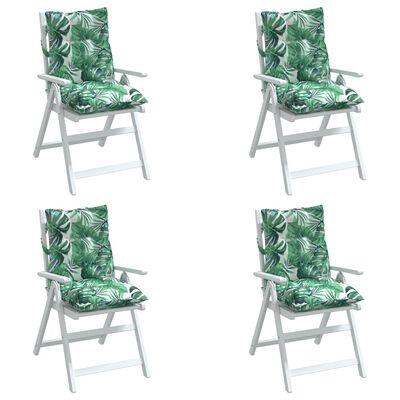 vidaXL Cojines para silla respaldo bajo 4 uds tela estampado de hojas