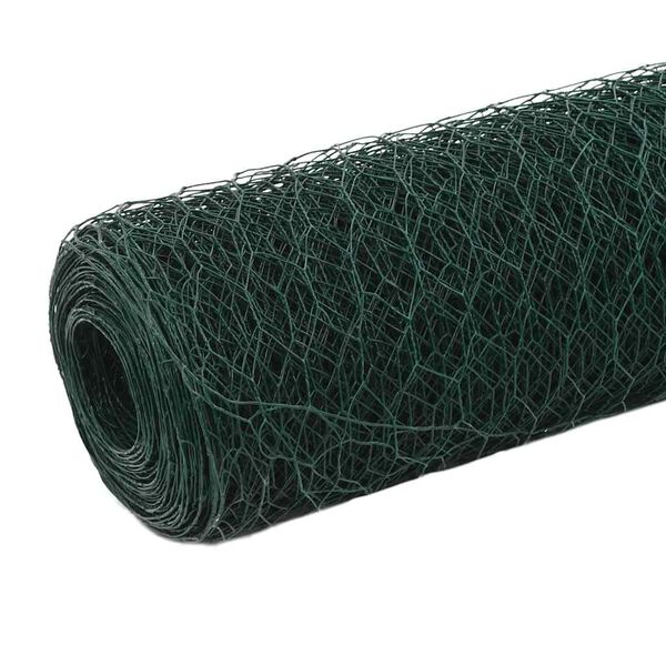 vidaXL Alambrada de gallinero acero revestimiento PVC verde 25x1,2 m