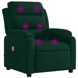 vidaXL Sill&oacute;n de masaje reclinable de terciopelo verde oscuro