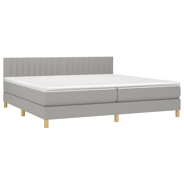 vidaXL Cama box spring con colch&oacute;n tela y LED gris claro 200x200 cm
