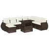 vidaXL Set de sof&aacute;s de jard&iacute;n 9 pzas y cojines rat&aacute;n sint&eacute;tico marr&oacute;n