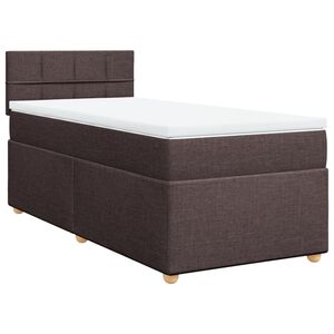 vidaXL Cama box spring con colch&oacute;n tela marr&oacute;n oscuro 80x200 cm