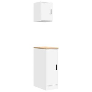vidaXL Armarios 2 uds para garaje madera de ingenier&iacute;a blanco