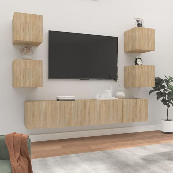 vidaXL Set de muebles para TV 6 pzas madera contrachapada roble sonoma