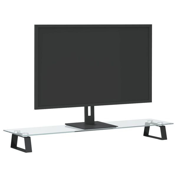 vidaXL Soporte de monitor vidrio templado y metal negro 80x20x8 cm