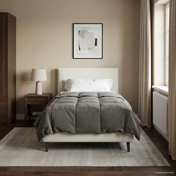 vidaXL Edred&oacute;n de Verano Acolchado Gris Claro 135 x 200 cm Microfibra