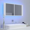 vidaXL Armario espejo de baño con luz LED acrílico blanco 90x12x45 cm