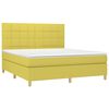 vidaXL Cama box spring colch&oacute;n y luces LED tela verde 180x200 cm