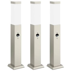 vidaXL Balizas luminosas con sensor, 3 unidades, 50 cm, acero inoxidable, IP44
