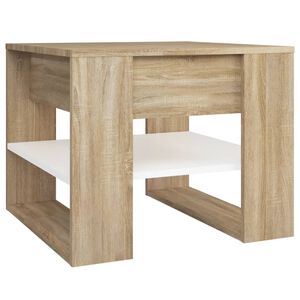 vidaXL Mesa de centro madera de ingenier&iacute;a blanco y roble 55,5x55x45cm