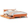 vidaXL Cama sin colch&oacute;n madera maciza de pino marr&oacute;n cera 140x190 cm