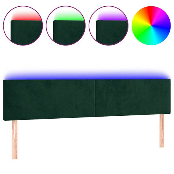 vidaXL Cabecero con LED de terciopelo verde oscuro 200x5x78/88 cm