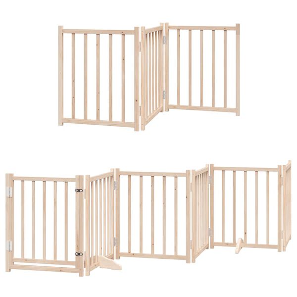 vidaXL Puerta para perros plegable 9 paneles madera de &aacute;lamo 450 cm