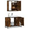 vidaXL Set de muebles ba&ntilde;o 2 pzas madera contrachapada roble ahumado