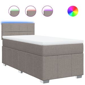 vidaXL Cama box spring con colch&oacute;n tela gris taupe 100x200 cm