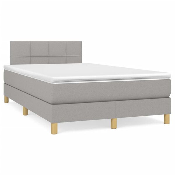 vidaXL Cama box spring con colch&oacute;n tela gris claro 120x200 cm