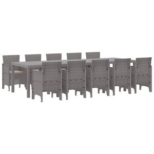vidaXL Conjunto de Comedor de Jard&iacute;n 11 pcs Gris claro Polirat&aacute;n