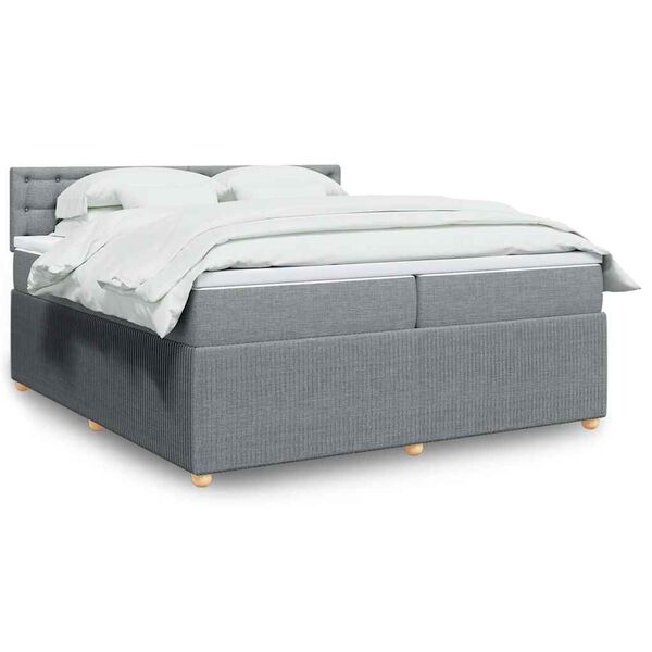 vidaXL Cama box spring con colch&oacute;n tela gris claro 200x200 cm